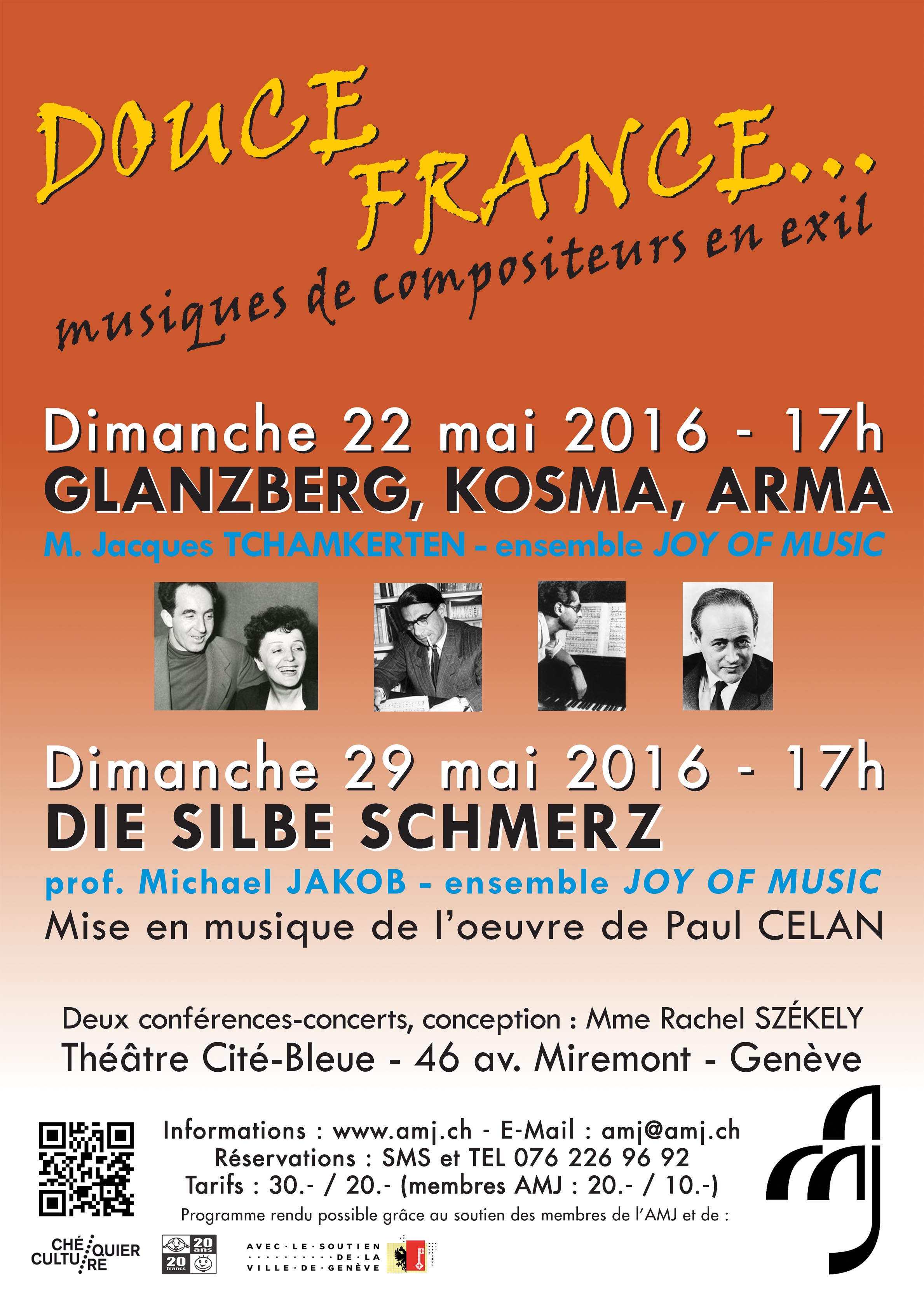 Douce France...musiques de compositeurs en exil - concert AMJ - les amis de la musique juive - Friends of jewish music